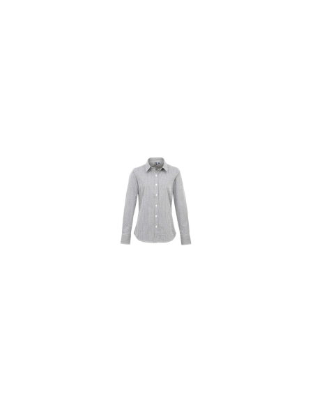 WOMEN'S LONG SLEEVE GINGHAM MICROCHECK SHIRT