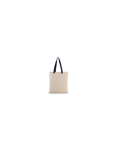 FLAT CANVAS SHOPPER WITH CONTRAST HANDLE