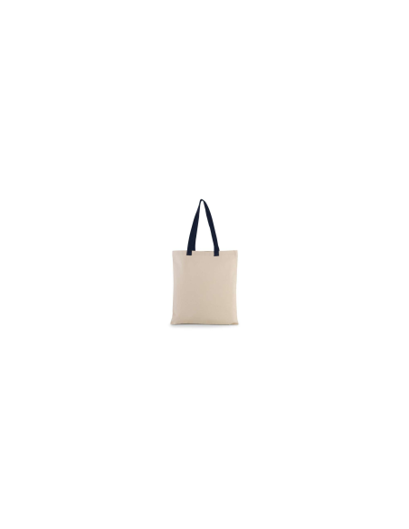 FLAT CANVAS SHOPPER WITH CONTRAST HANDLE
