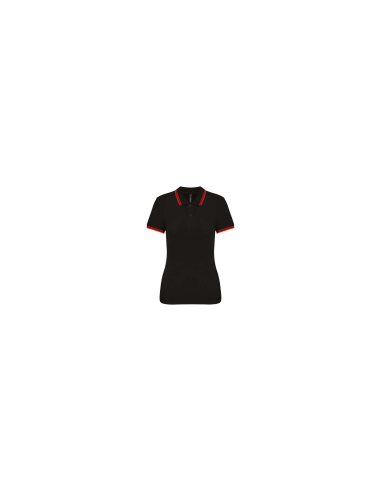LADIE'S SHORT-SLEEVED POLOSHIRT WITH CONTRASTING PIPING