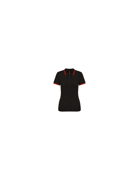 LADIE'S SHORT-SLEEVED POLOSHIRT WITH CONTRASTING PIPING