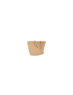 WOVEN JUTE SHOPPING BAG WITH KNIT CANVAS EFFECT - NATURAL
