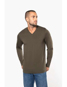 MEN'S LONG-SLEEVED V-NECK T-SHIRT