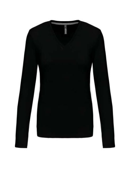 LADIES' LONG-SLEEVED V-NECK T-SHIRT