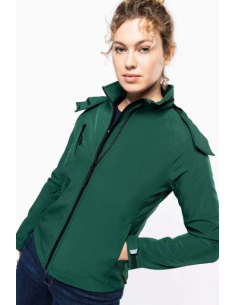LADIES' DETACHABLE HOODED SOFTSHELL JACKET