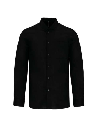 MEN'S LONG-SLEEVED MANDARIN COLLAR SHIRT