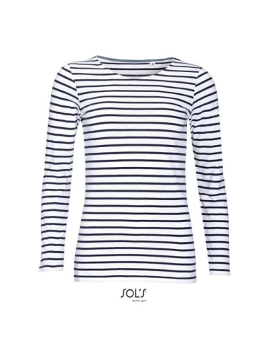 SOL'S MARINE WOMEN - LONG SLEEVE STRIPED T-SHIRT