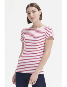 SOL'S MILES WOMEN - ROUND NECK STRIPED T-SHIRT