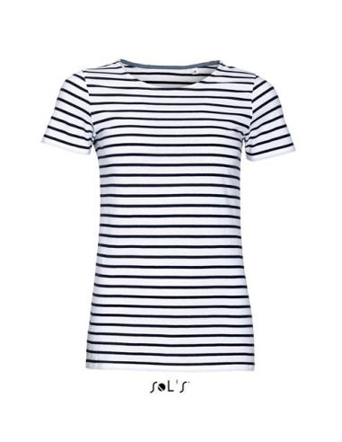 SOL'S MILES WOMEN - ROUND NECK STRIPED T-SHIRT