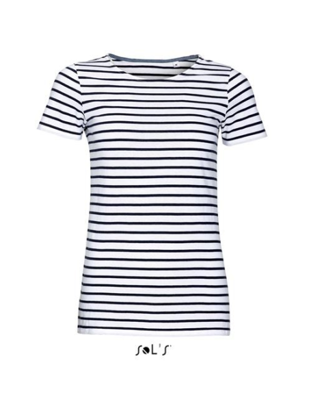 SOL'S MILES WOMEN - ROUND NECK STRIPED T-SHIRT