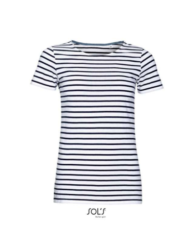 SOL'S MILES WOMEN - ROUND NECK STRIPED T-SHIRT