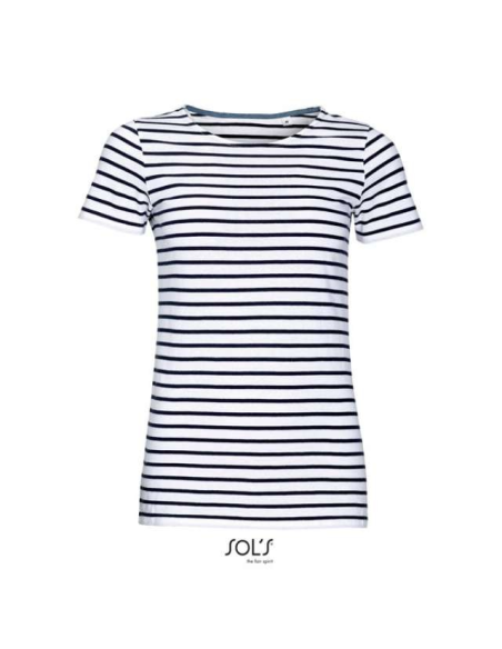 SOL'S MILES WOMEN - ROUND NECK STRIPED T-SHIRT