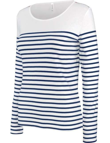 LADIES’ LONG-SLEEVED BRETON STRIPE TOP