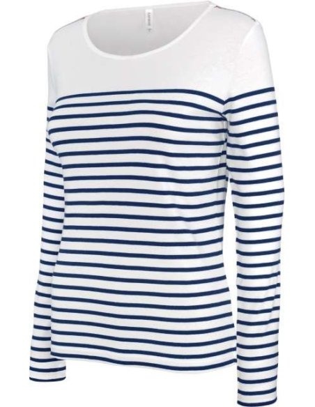 LADIES’ LONG-SLEEVED BRETON STRIPE TOP