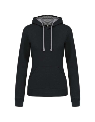LADIES’ CONTRAST HOODED SWEATSHIRT