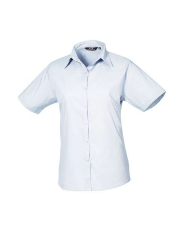 WOMEN'S SHORT SLEEVE POPLIN BLOUSE