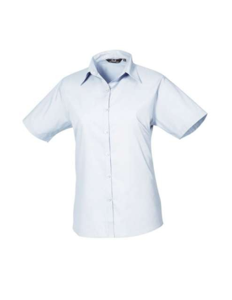 WOMEN'S SHORT SLEEVE POPLIN BLOUSE