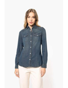 LADIES' LONG-SLEEVED DENIM SHIRT