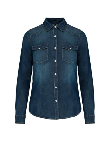 LADIES' LONG-SLEEVED DENIM SHIRT