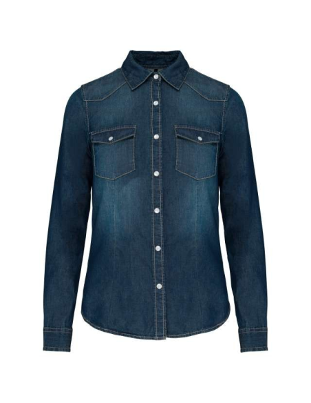 LADIES' LONG-SLEEVED DENIM SHIRT