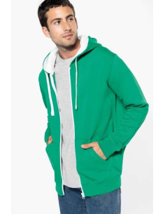 MEN'S CONTRAST HOODED FULL ZIP SWEATSHIRT
