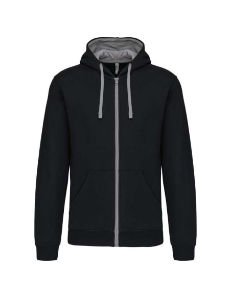 MEN'S CONTRAST HOODED FULL ZIP SWEATSHIRT
