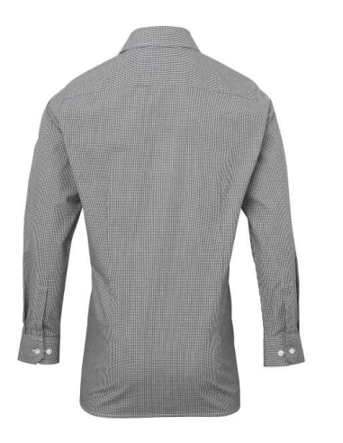 MEN'S LONG SLEEVE GINGHAM COTTON MICROCHECK SHIRT