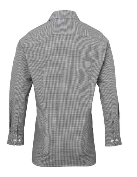 MEN'S LONG SLEEVE GINGHAM COTTON MICROCHECK SHIRT