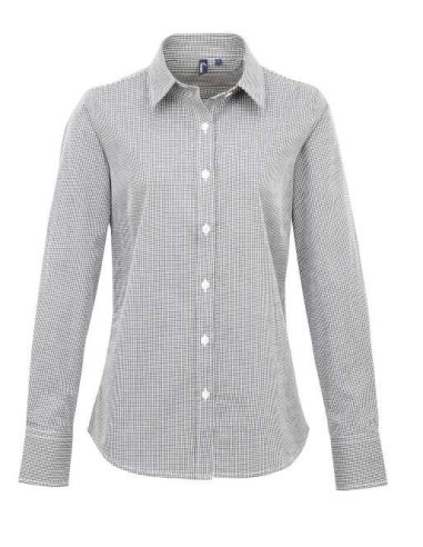 WOMEN'S LONG SLEEVE GINGHAM MICROCHECK SHIRT
