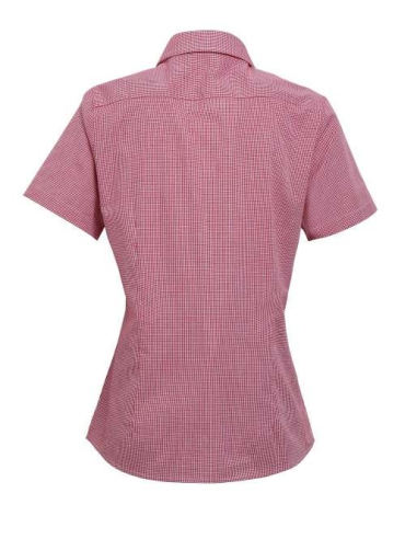 WOMEN'S SHORT SLEEVE GINGHAM MICROCHECK SHIRT