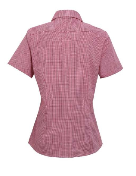 WOMEN'S SHORT SLEEVE GINGHAM MICROCHECK SHIRT