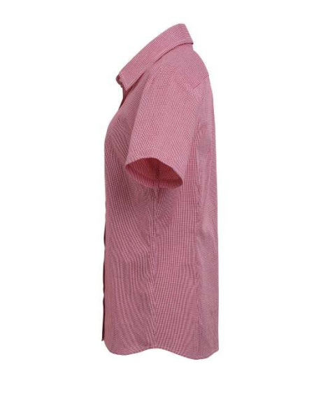 WOMEN'S SHORT SLEEVE GINGHAM MICROCHECK SHIRT
