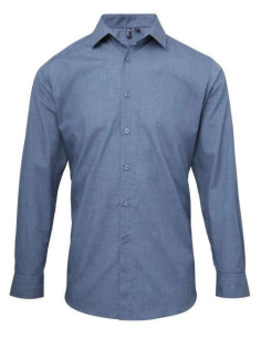 MEN'S CROSS-DYE ROLL SLEEVE POPLIN BAR SHIRT