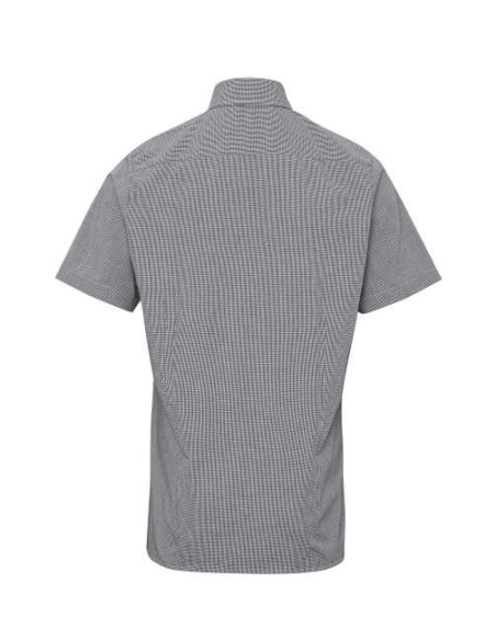 MEN'S SHORT SLEEVE GINGHAM COTTON MICROCHECK SHIRT