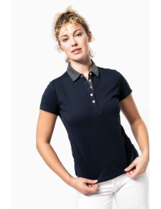 LADIES' TWO-TONE JERSEY POLO SHIRT