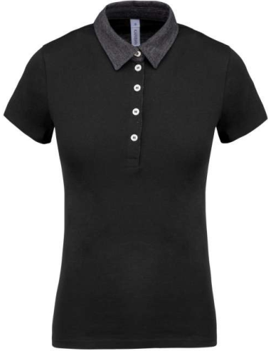 LADIES' TWO-TONE JERSEY POLO SHIRT