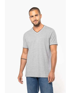 MEN'S PIQUÉ KNIT V-NECK T-SHIRT