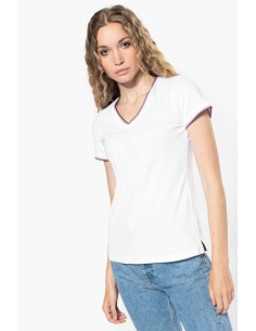 LADIES' PIQUÉ KNIT V-NECK T-SHIRT