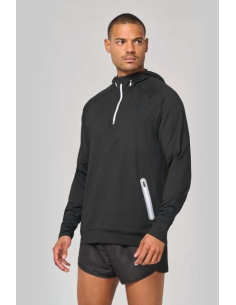 ZIP NECK HOODED SPORTS SWEATSHIRT