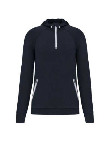 ZIP NECK HOODED SPORTS SWEATSHIRT