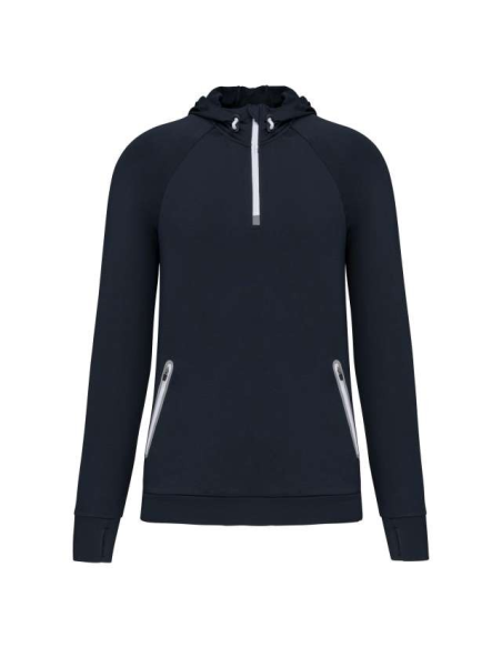 ZIP NECK HOODED SPORTS SWEATSHIRT
