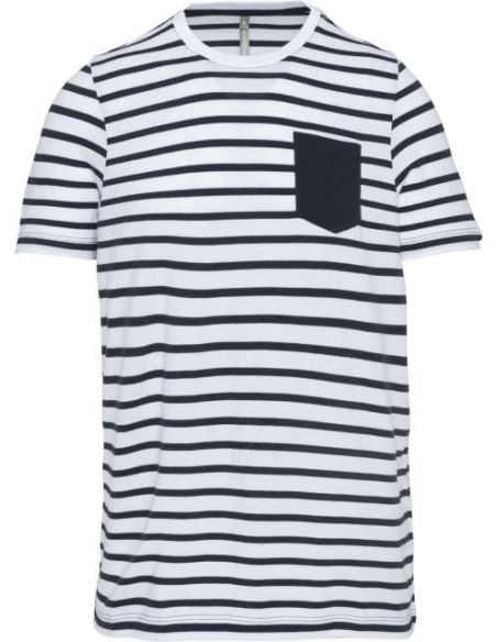 KIDS' STRIPED SHORT SLEEVE SAILOR T-SHIRT WITH POCKET