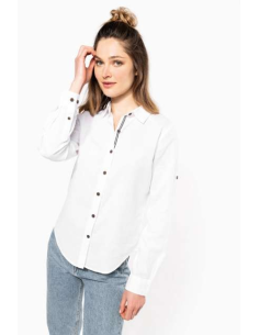 LADIES' LONG SLEEVE LINEN AND COTTON SHIRT