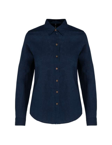 LADIES' LONG SLEEVE LINEN AND COTTON SHIRT