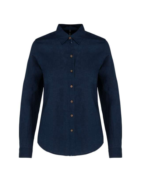 LADIES' LONG SLEEVE LINEN AND COTTON SHIRT