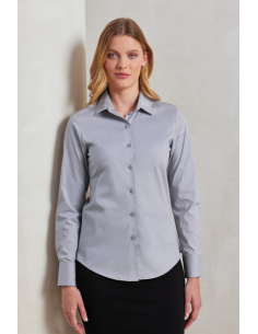 WOMEN'S STRETCH-FIT COTTON POPLIN LONG SLEEVE SHIRT