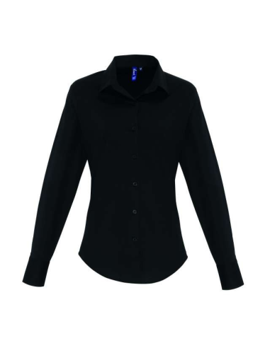 WOMEN'S STRETCH-FIT COTTON POPLIN LONG SLEEVE SHIRT