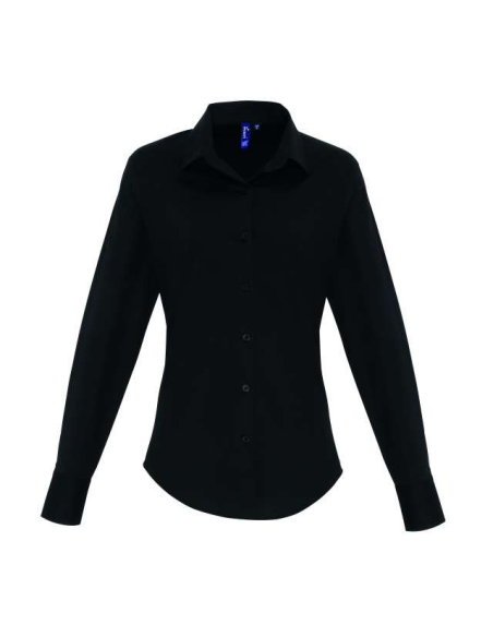 WOMEN'S STRETCH-FIT COTTON POPLIN LONG SLEEVE SHIRT