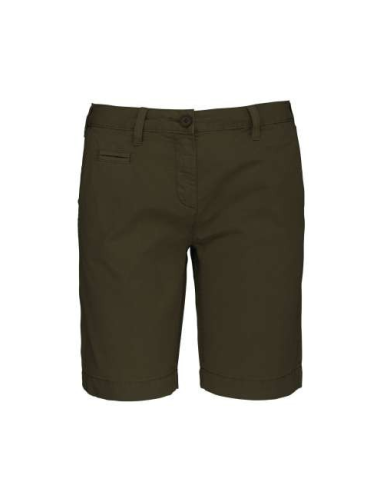 Damskie szorty bermudy washed light khaki bawełna efektem