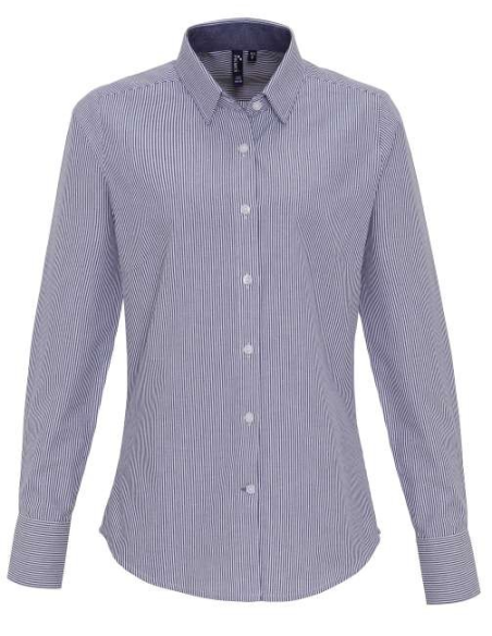 WOMEN'S COTTON RICH OXFORD STRIPES SHIRT